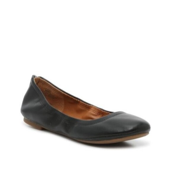 Lucky Brand Eleesia Black Leather Ballet Flats Womens Size 8.5 Slip-ons casual - Picture 1 of 10